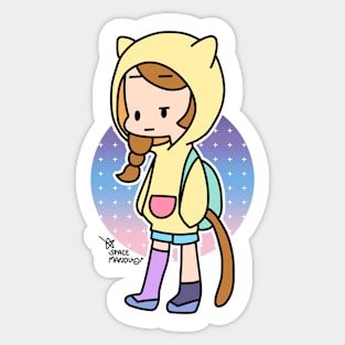 Girl in yellow cat hood Sticker